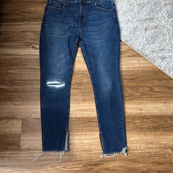 Loft Ankle Slit Fresh Cut High Rise Skinny Jeans Dark Vintage Wash Size 30 NWT - Picture 3 of 7